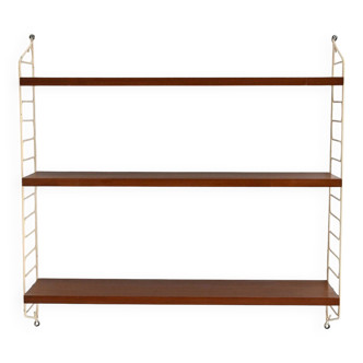 Étagère murale scandinave Hylla des années 1960 en teck et métal blanc