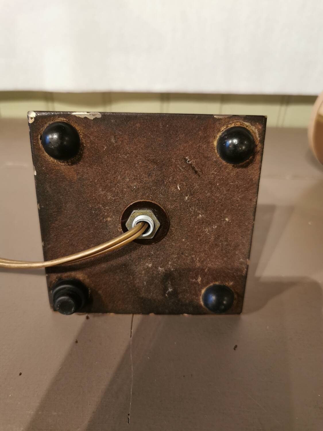 Art Deco mirror lamp, copper and glass