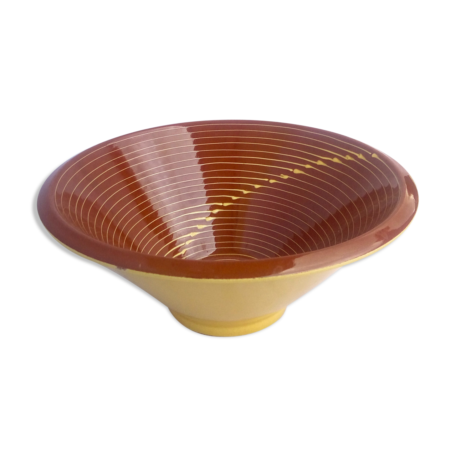Saladier céramique marron et ellipse jaune