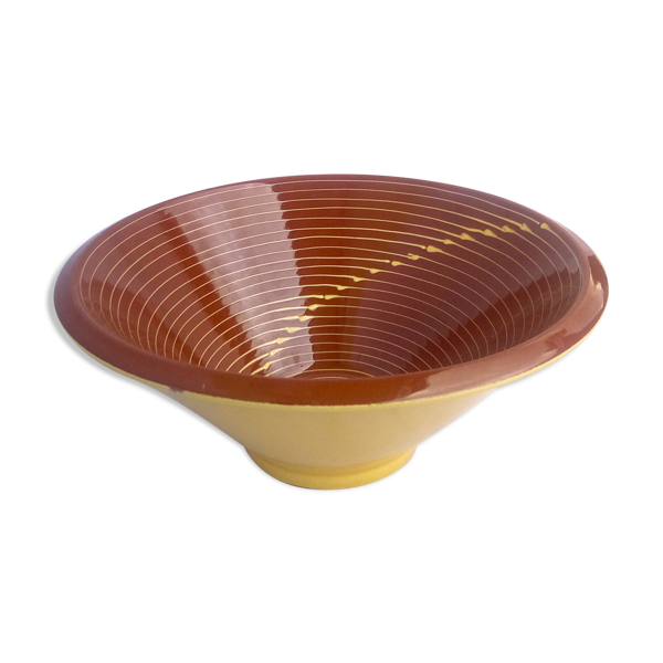 Saladier céramique marron et ellipse jaune — Beyit