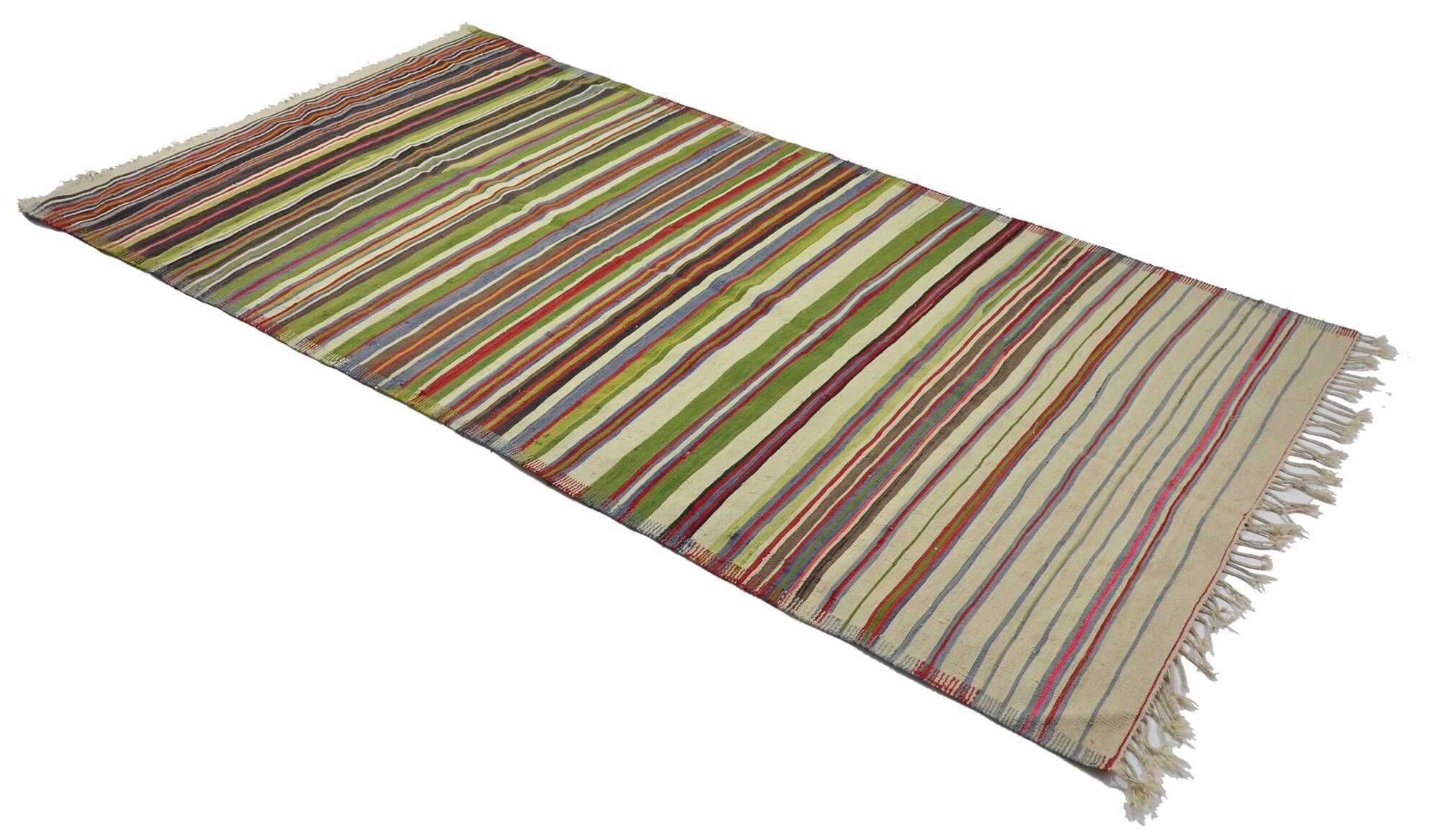 Vintage Striped Turkish Kilim Rug 170x345 cm Handmade Wool