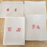 7 serviettes de table anciennes monogrammées