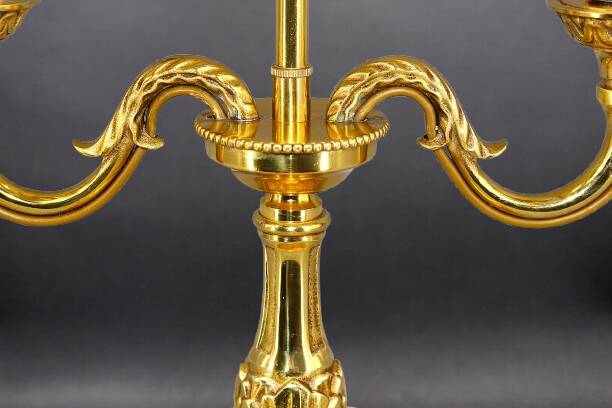 Bronze Bouillotte Lamp in Louis XVI Style with Two Lights "Lucien Gau"