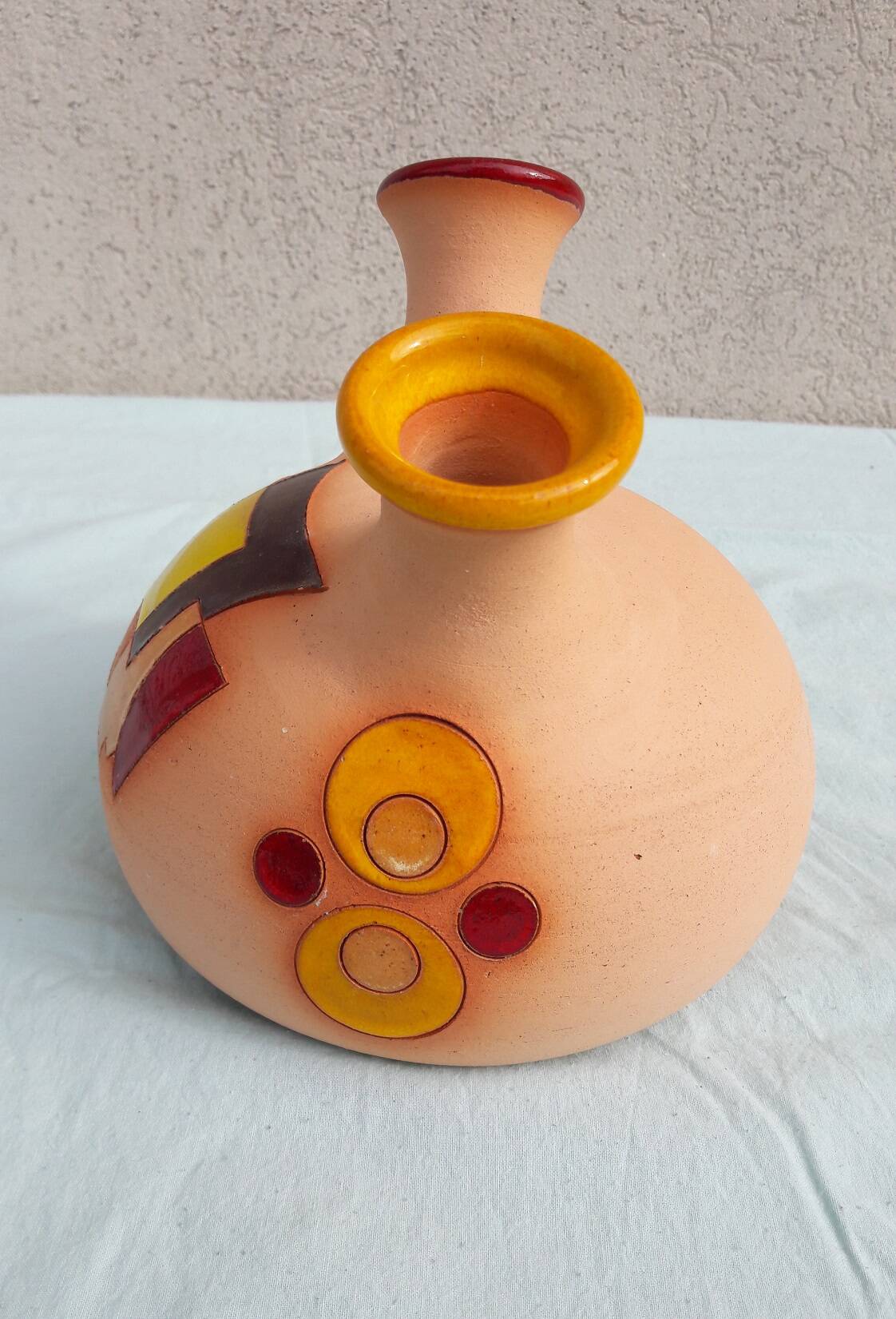 Colored terracotta vase