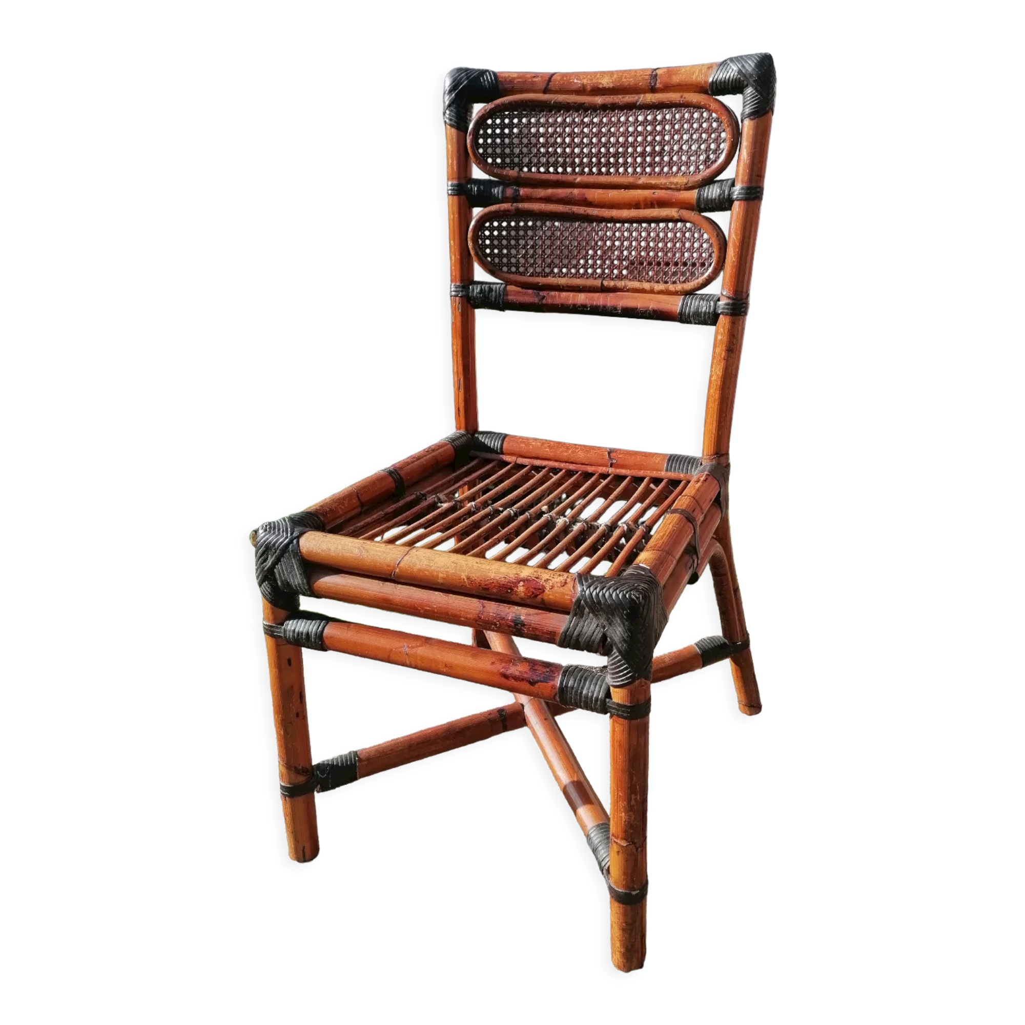 Vintage MacGuire chair in bamboo and canning