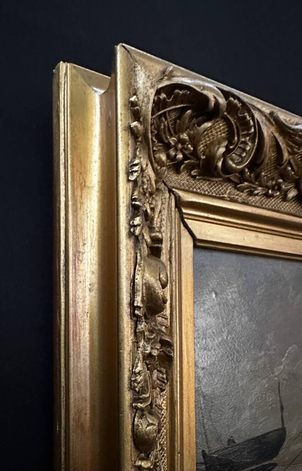 Oil painting on wood with its restored Rocaille frame - Paris