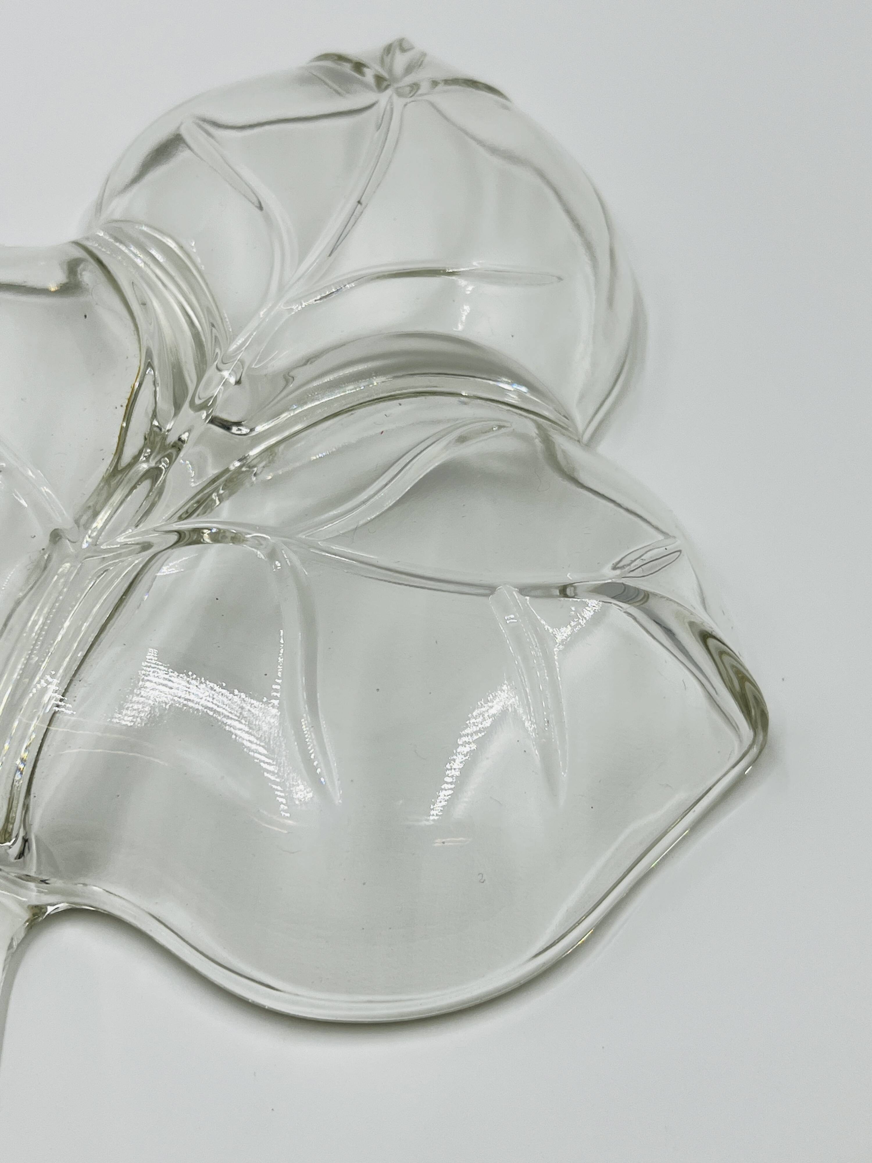Vintage glass leaf dish