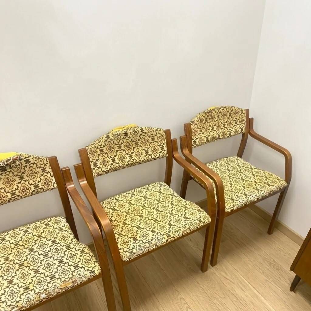 Bentwood armchairs, mid-century, upholstered, TON, 1960s, Czechoslovakia