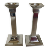 Pair of silver metal candlesticks