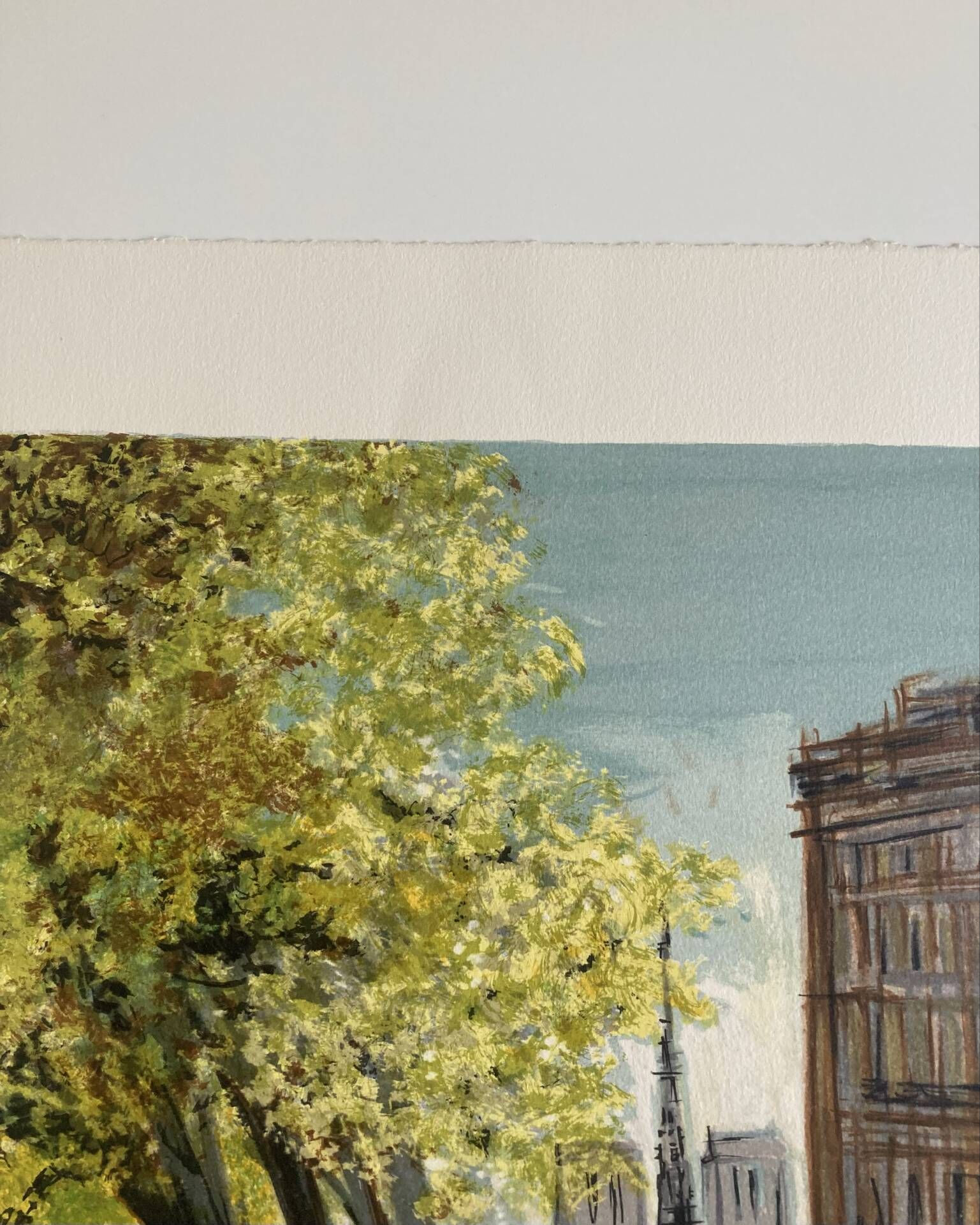 Lithographie signée Michel Henry - L’île Saint Louis et Notre Dame