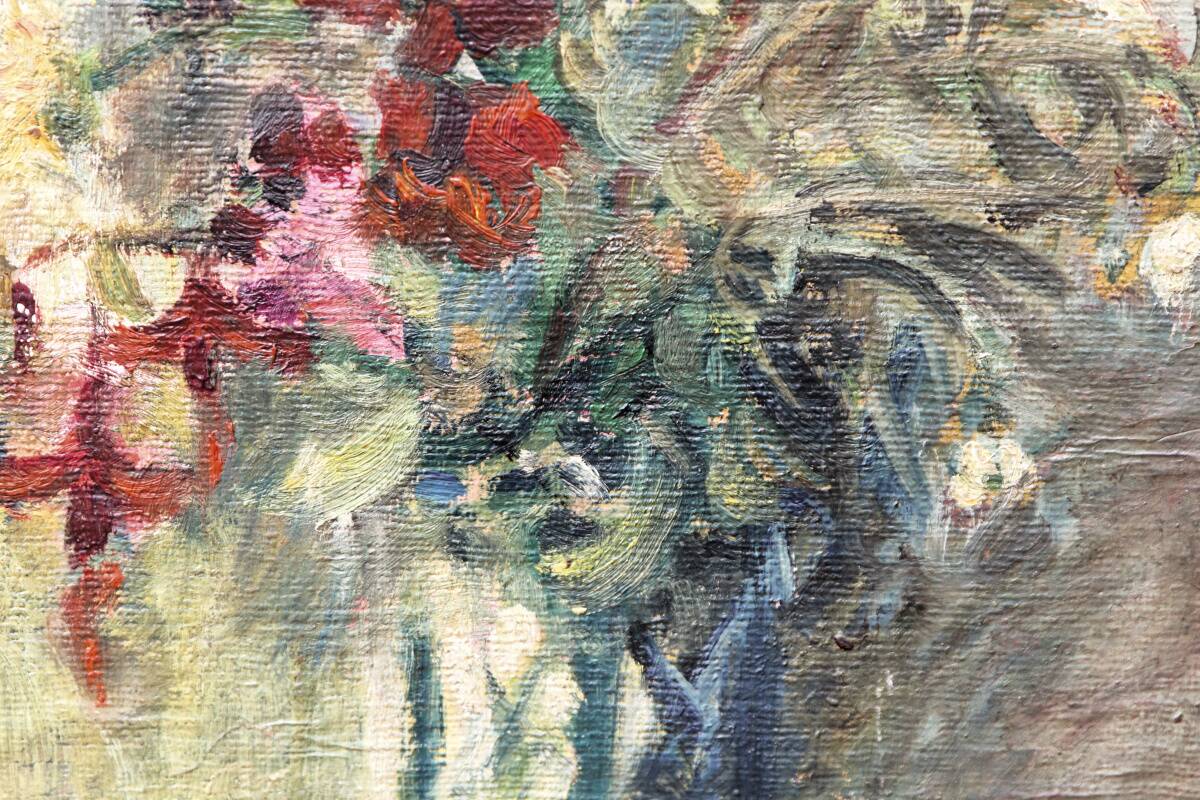 Oil on panel, still life, bouquet of flowers