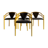 4 chaises tubulaires jaunes avec siège gris années 1990