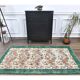 Turkish  Oushak vintage hand-knotted floral green rugs bordered 176x205