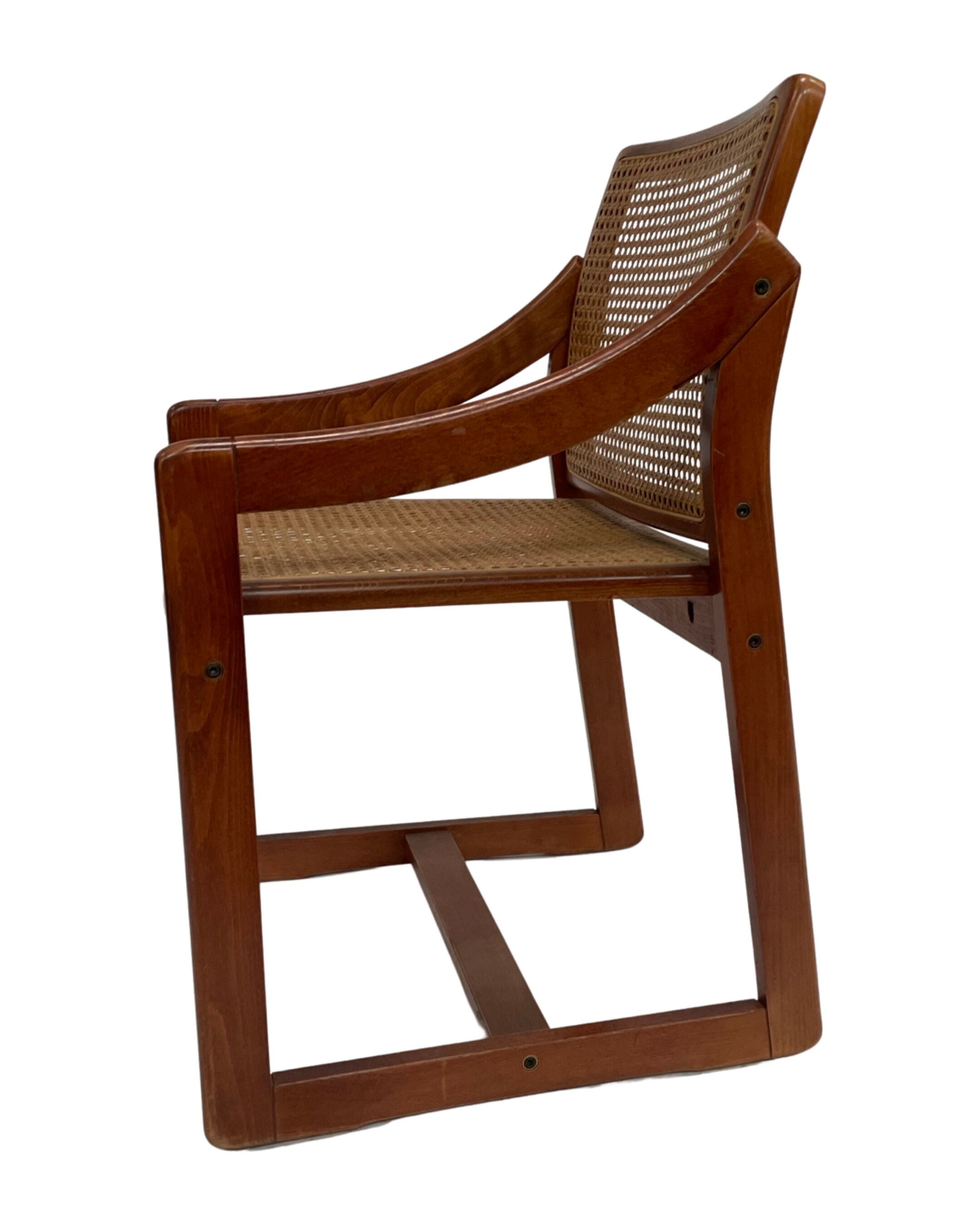 Vintage set of 4 dining chairs webbing beech wood design