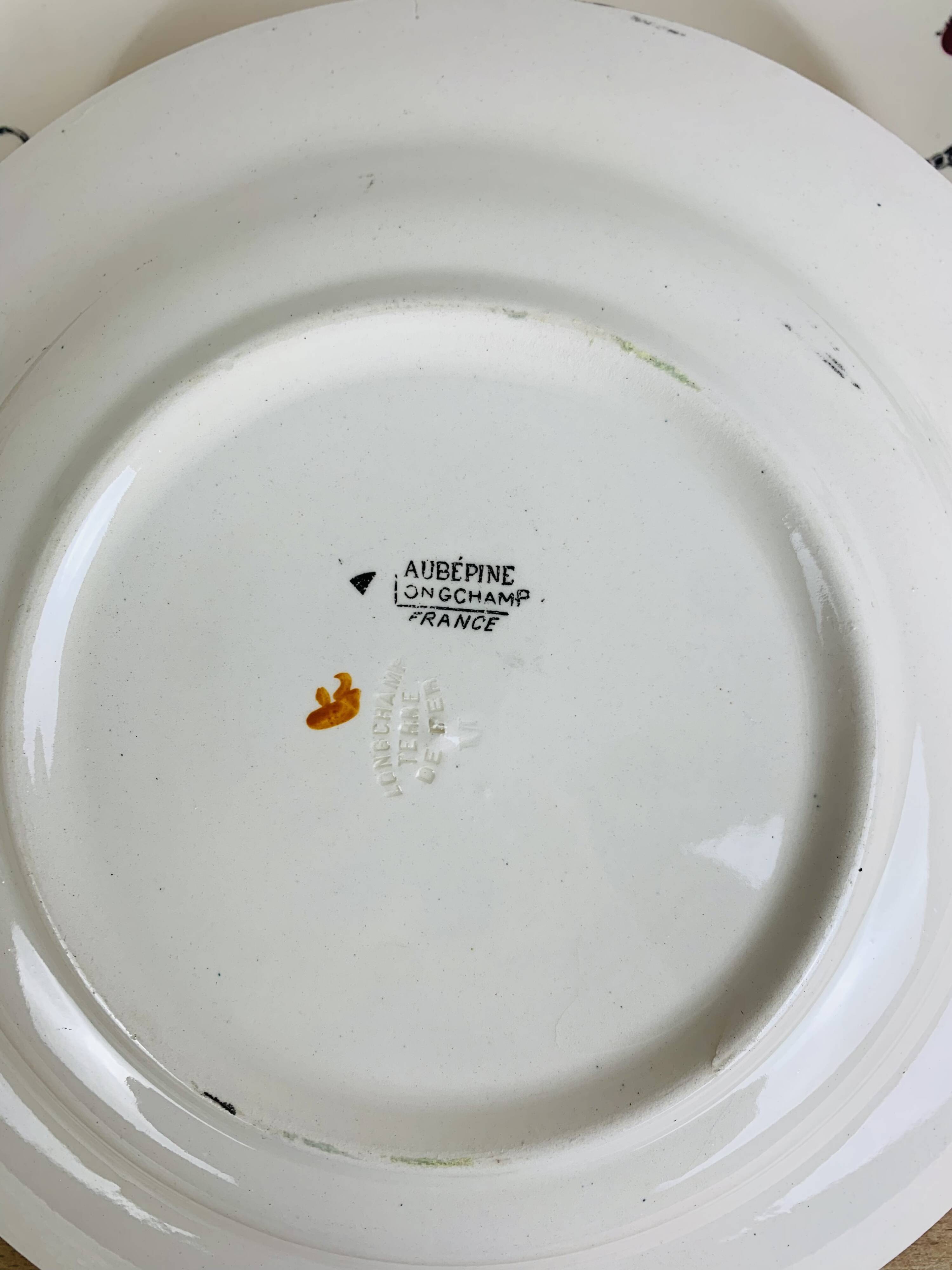 4 Longchamp iron earth soup plates, Aubépine model