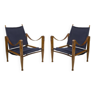 Pair of so-called "Safari" armchairs