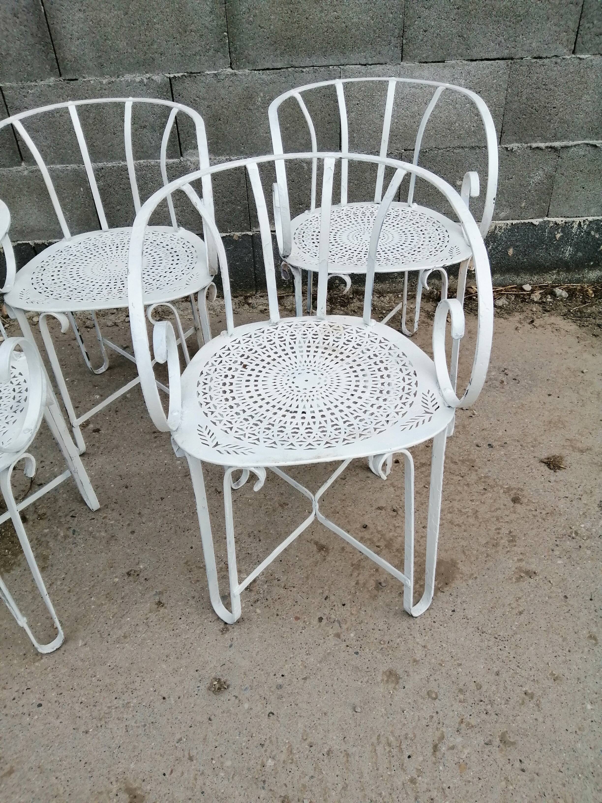 4 iron garden chairs 1900