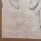 Ancien Dessin Fusain Etude Croquis Oreille Bouche Visage 1915 Signé