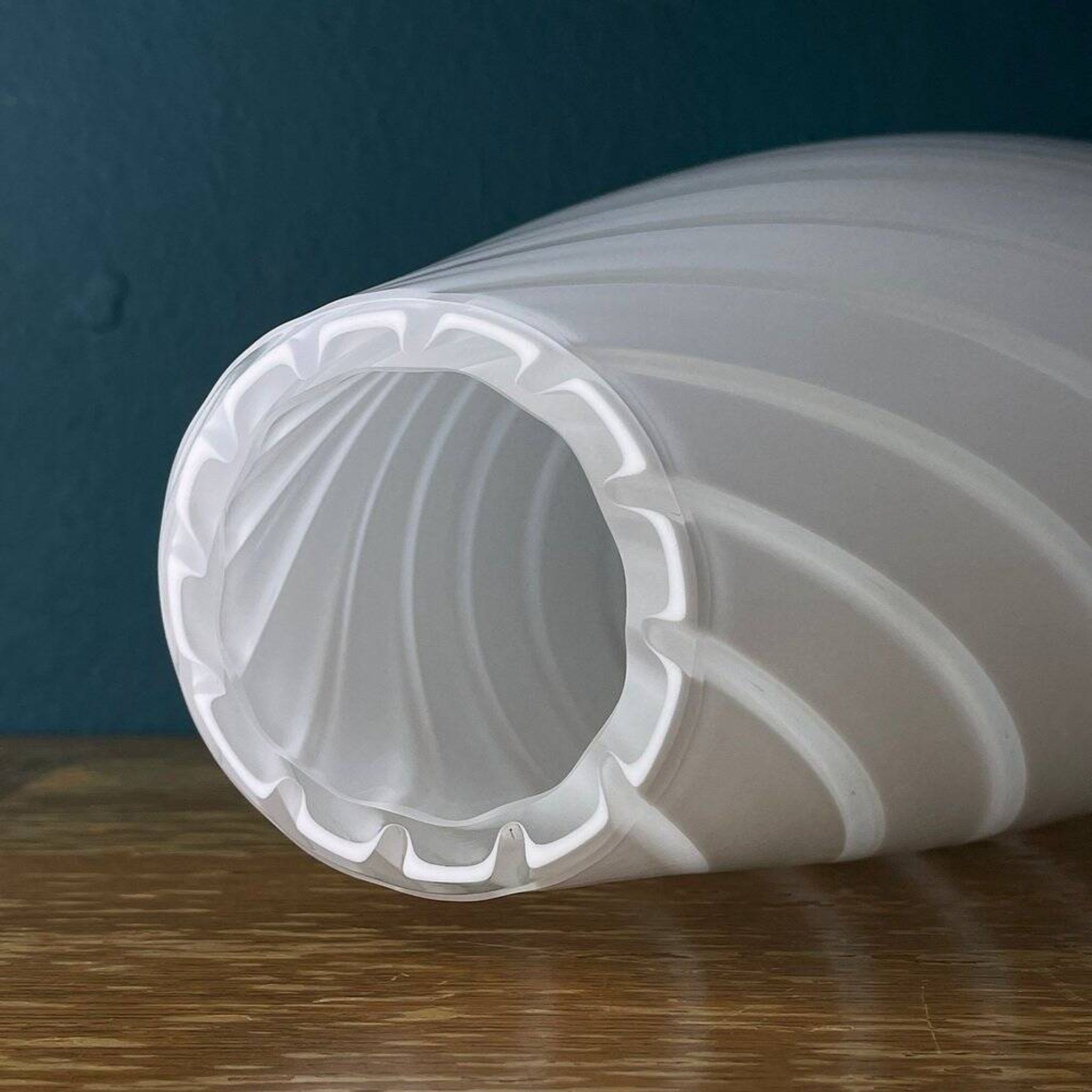 Murano glass vase, white whirl, Italy, 1980s