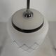 Vintage suspension with opaline lampshade and black decoration, 1950s.