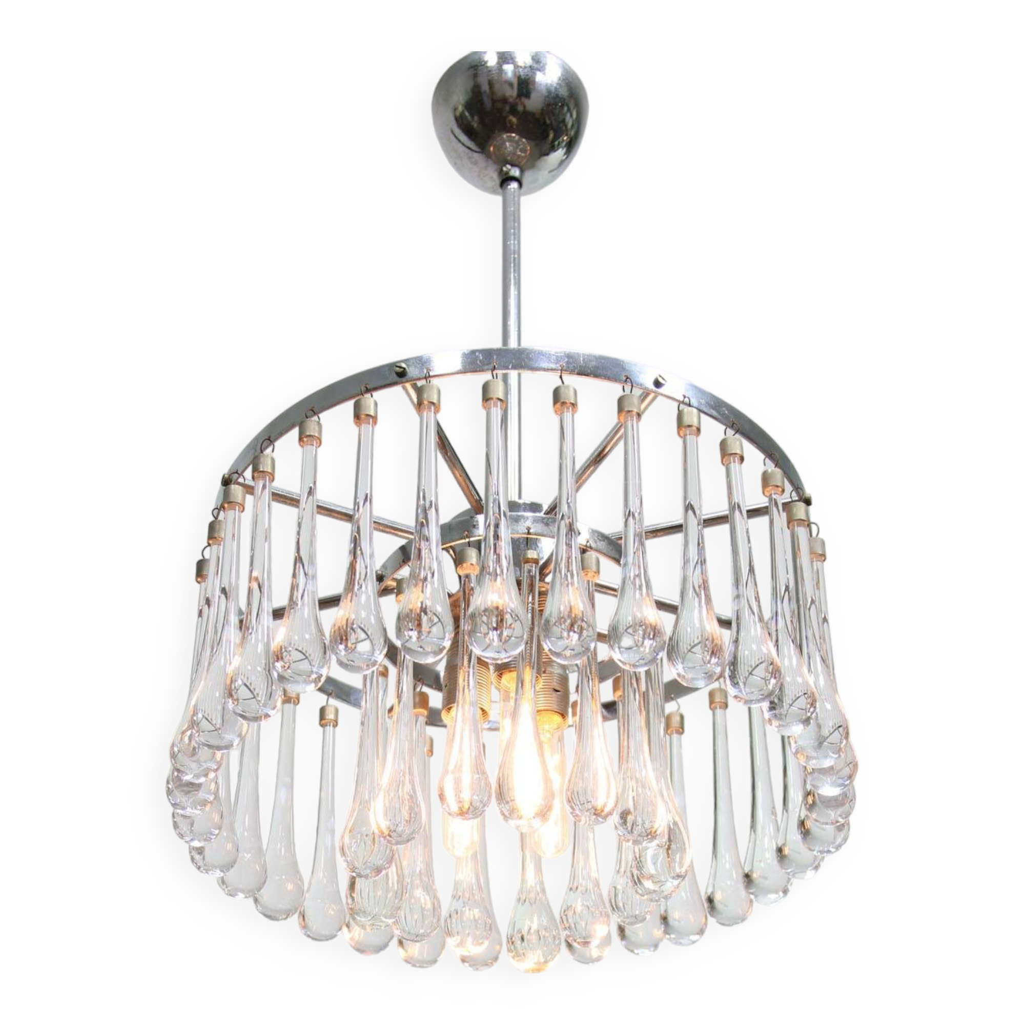 Mid-Century Italian Crystal Teardrop Chandelier, 1960s