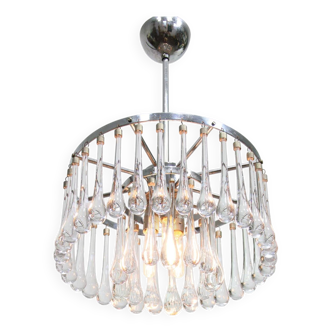Mid-Century Italian Crystal Teardrop Chandelier, 1960s
