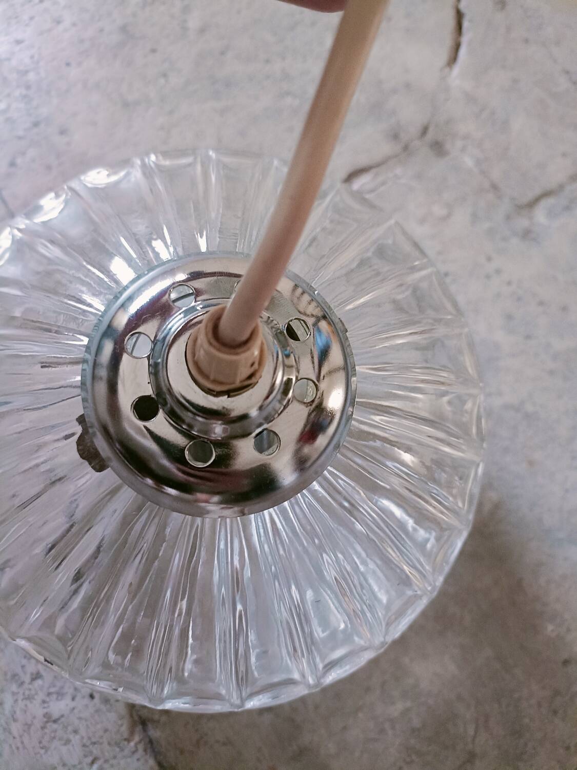 Vintage molded glass pendant light