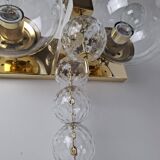 Applique murale tchèque en laiton et verre du milieu du siècle, par Kamenický Šenov, années 1970