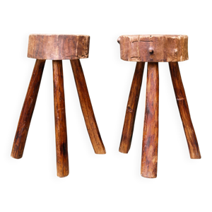 paire de tabourets tripodes