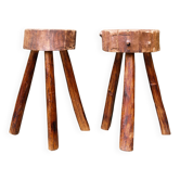 Pair of brutalist stools, tripods