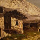 Italian signed mountain landscape painting from 20th century