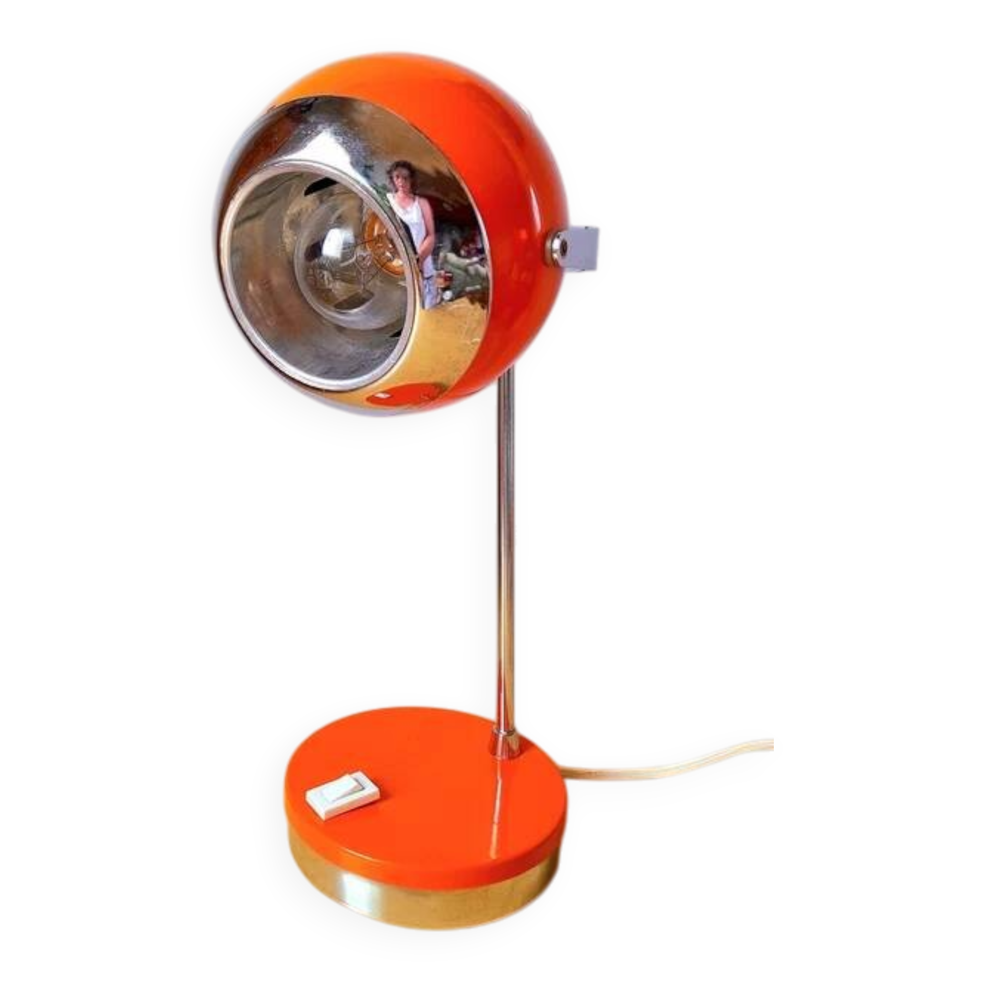 Orange eyeball lamp, G.Reggiani 70s