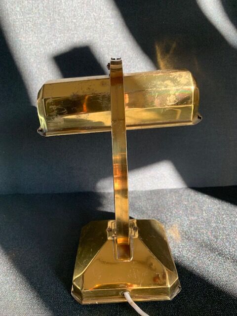 Small art deco side lamp in golden brass