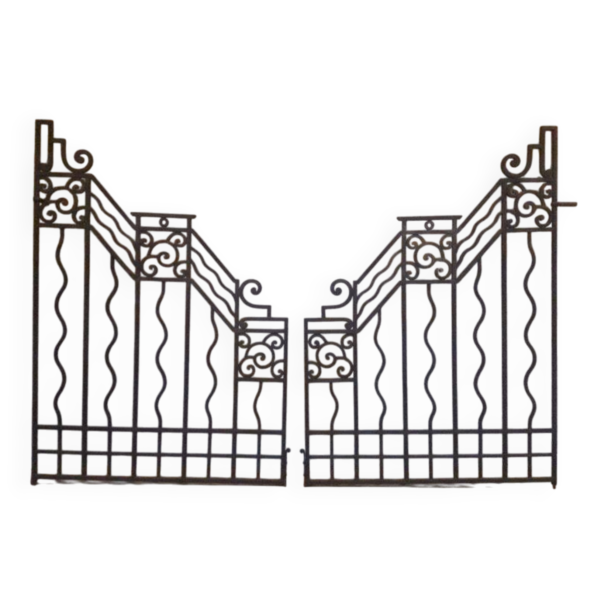 Old wrought iron gate and door grilles 20th century Art Deco