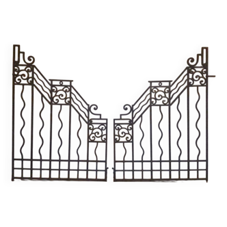 Old wrought iron gate and door grilles 20th century Art Deco
