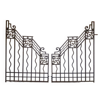 Old wrought iron gate and door grilles 20th century Art Deco