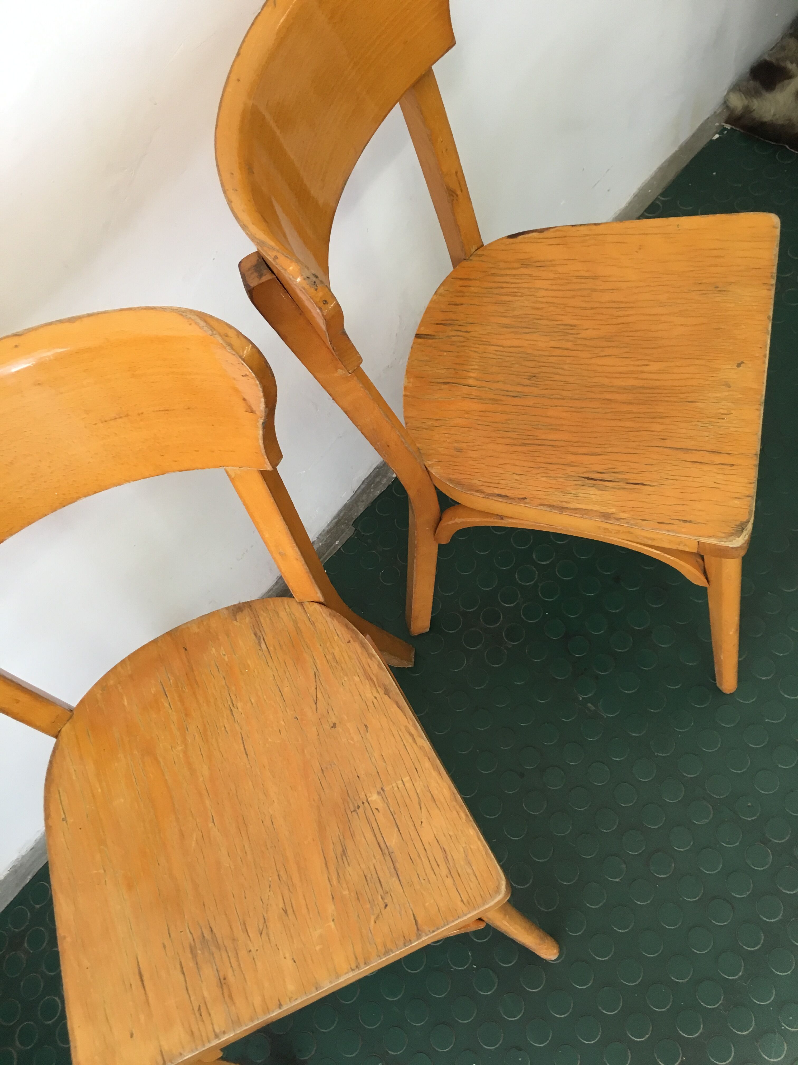 Pair of chaises bistrot vintage wood