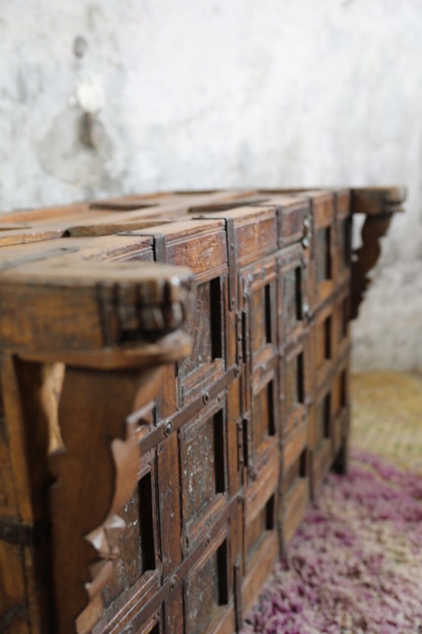 Indian wooden and iron sideboard with a central door
