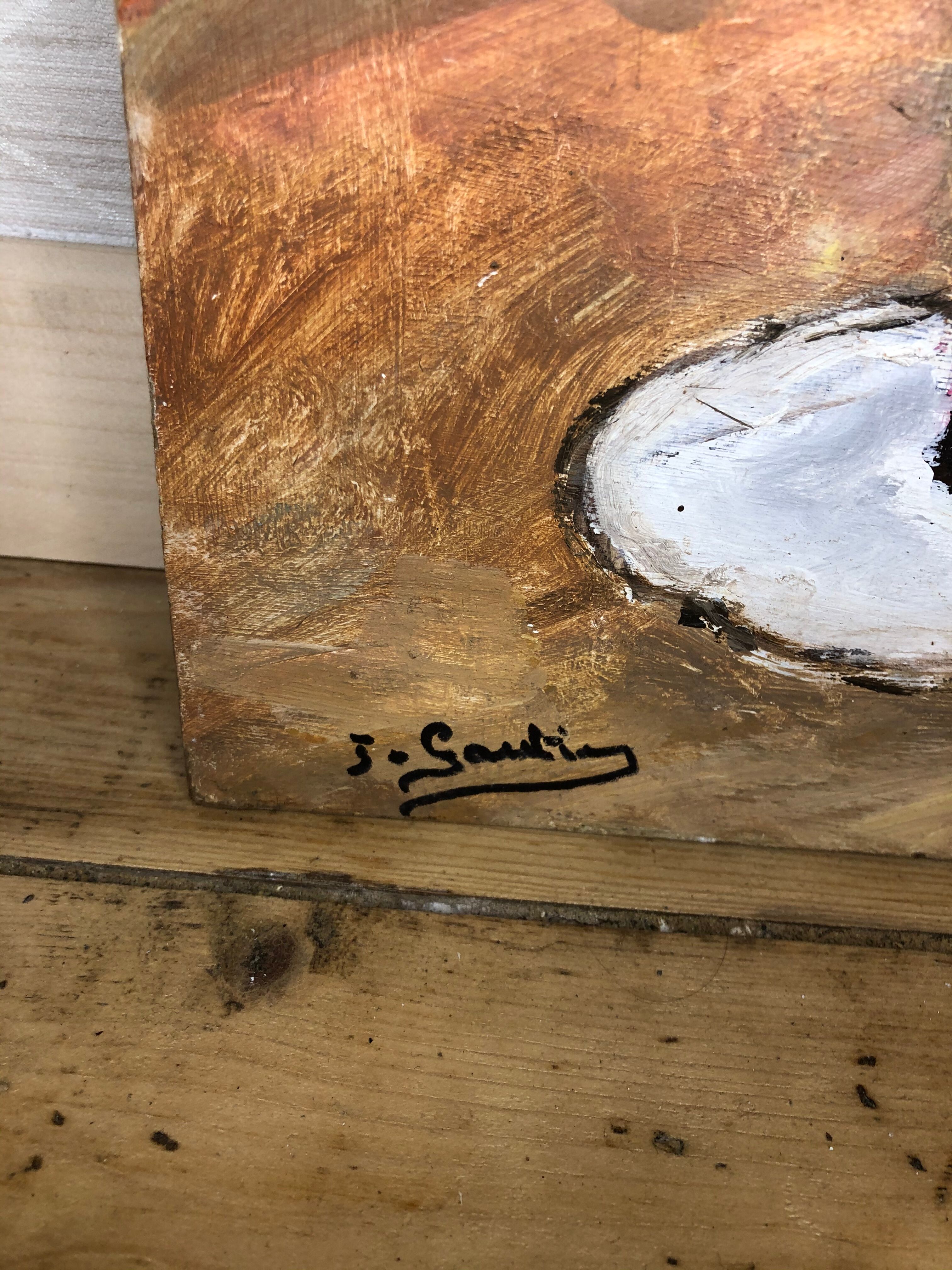 Indoor flower bouquet oil on panel