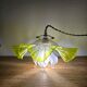 Double tulip light suspension - Transparent fluted glass at the edges.