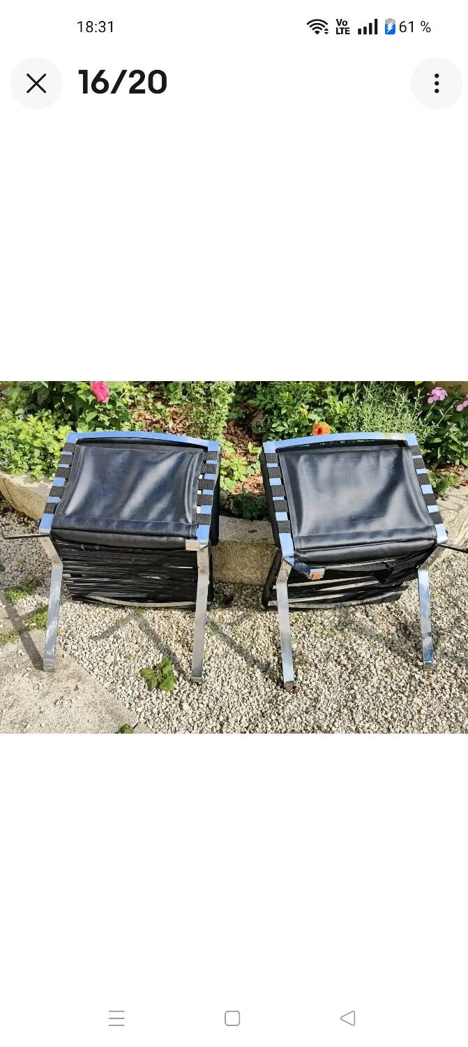 Pair of Vintage Hans Eichenberger Lounge Chairs in Faux Leather and Chrome Steel