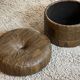De Sede style khaki leather patchwork pouf / chest