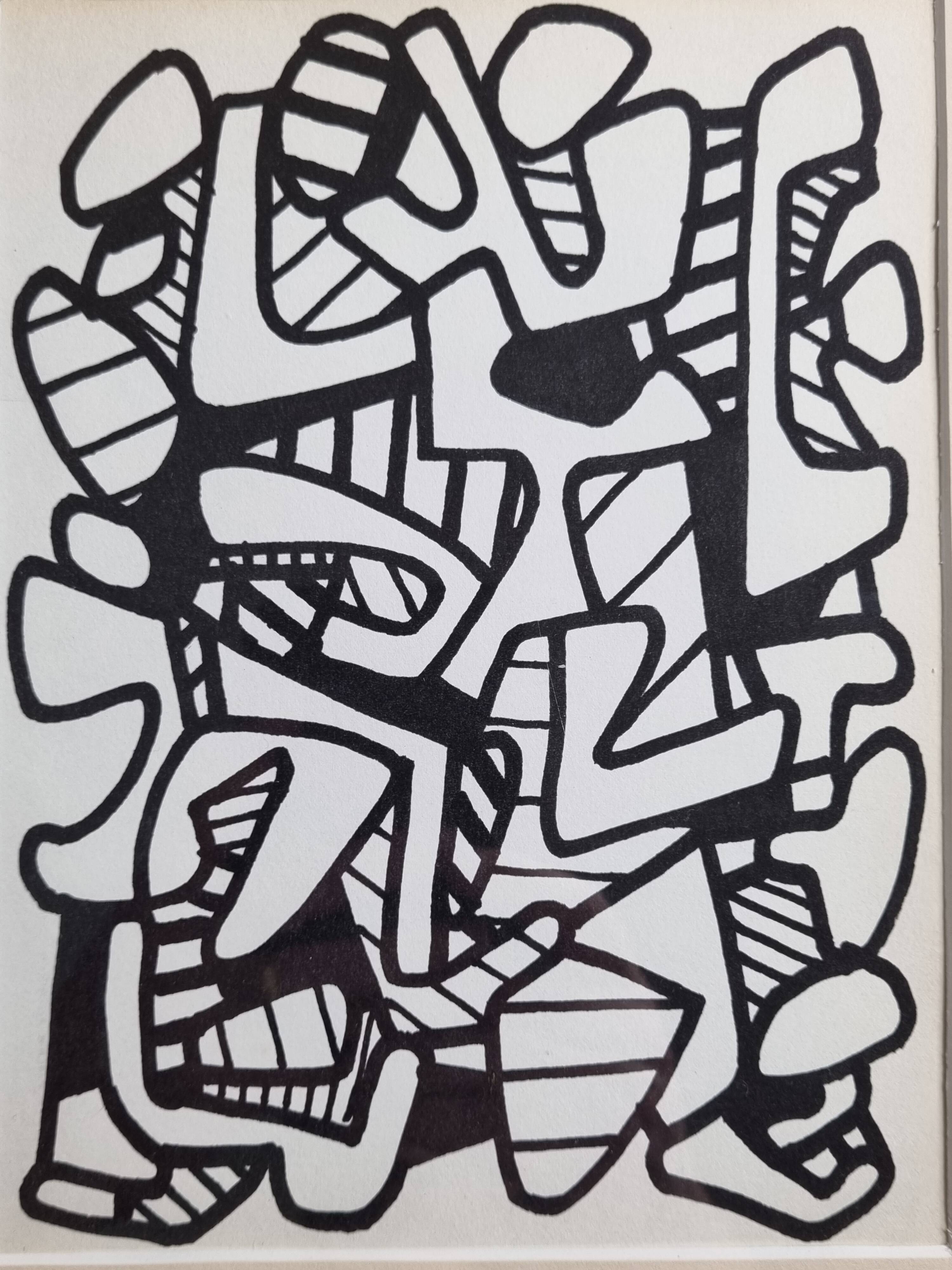 Screenprint after Jean Dubuffet framed under glass 24 cm by 31 cm