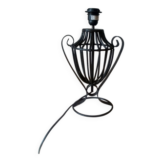 Pied de lampe en fer forgé  - lampe urne en métal noir - lampe cage