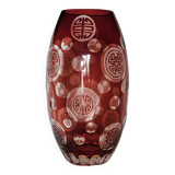 Original ruby overlay crystal vase