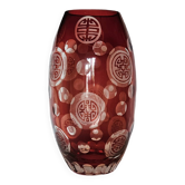 Original ruby overlay crystal vase