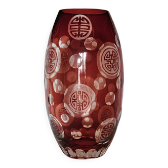 Original ruby overlay crystal vase