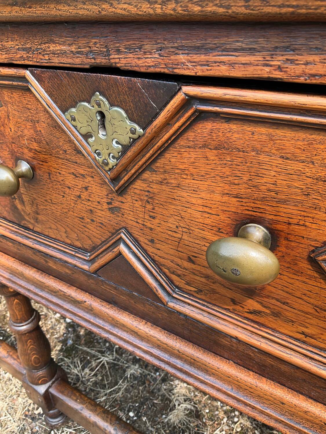 Antique 18th century solid oak Jacobean style sideboard