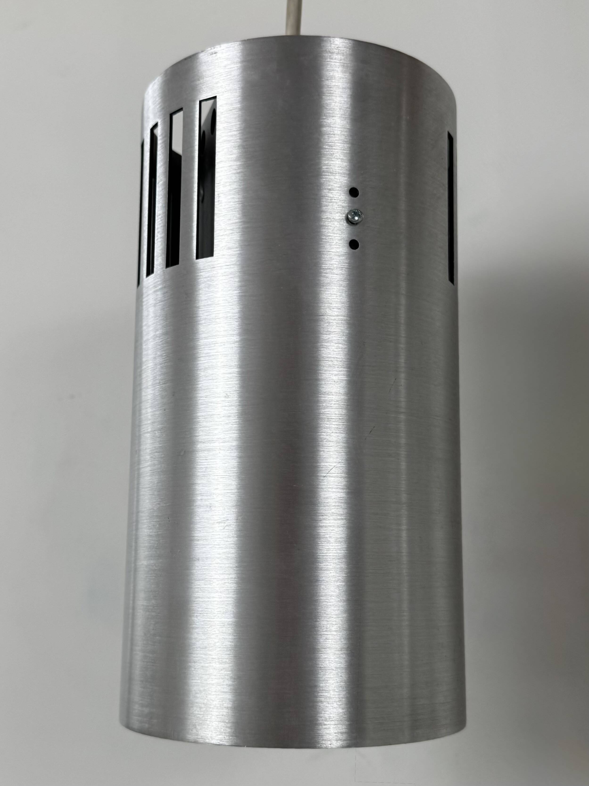 Set of 3 vintage brushed metal pendants, France, 1970.