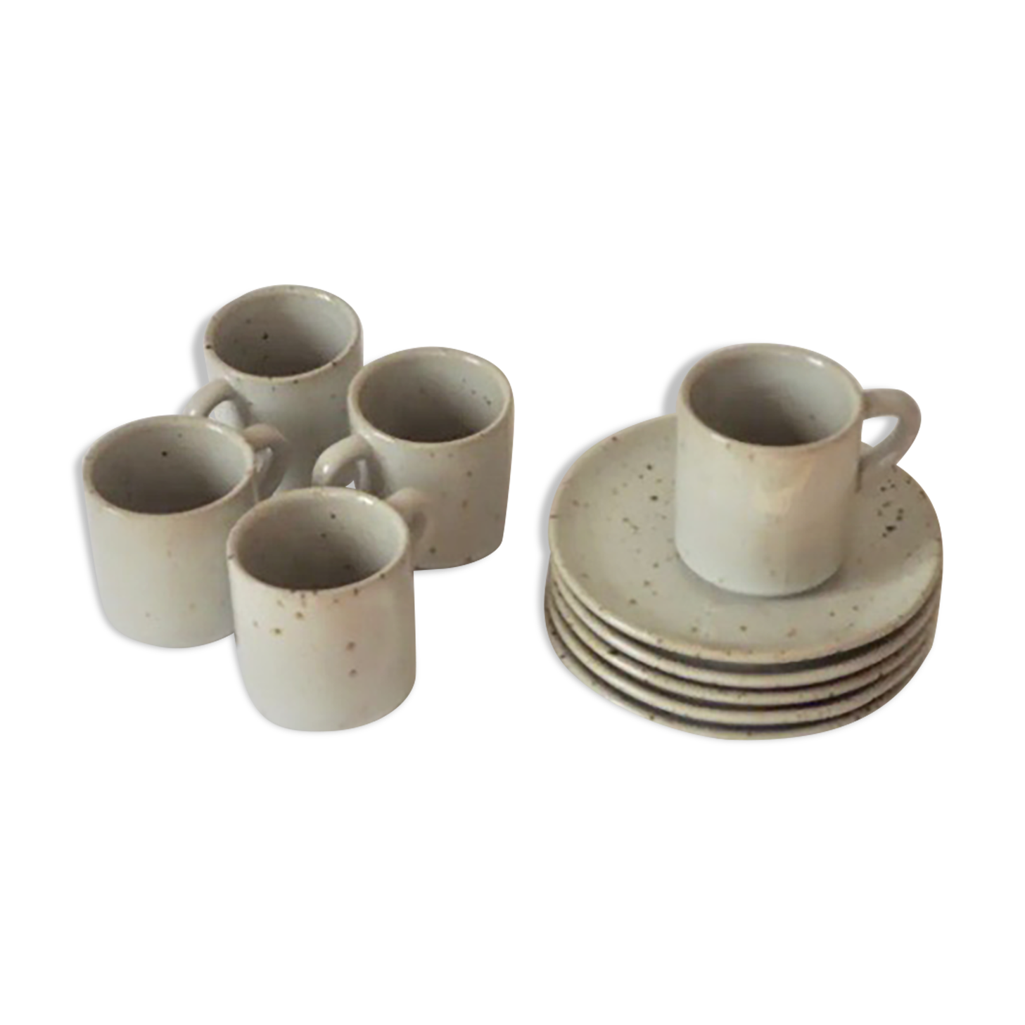 Set de 5 tasses à café en grès du Marais avec soucoupes
